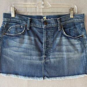 7 For All Mankind Blue jeans micro Mini Skirt with Orange Accents size 29 y2k